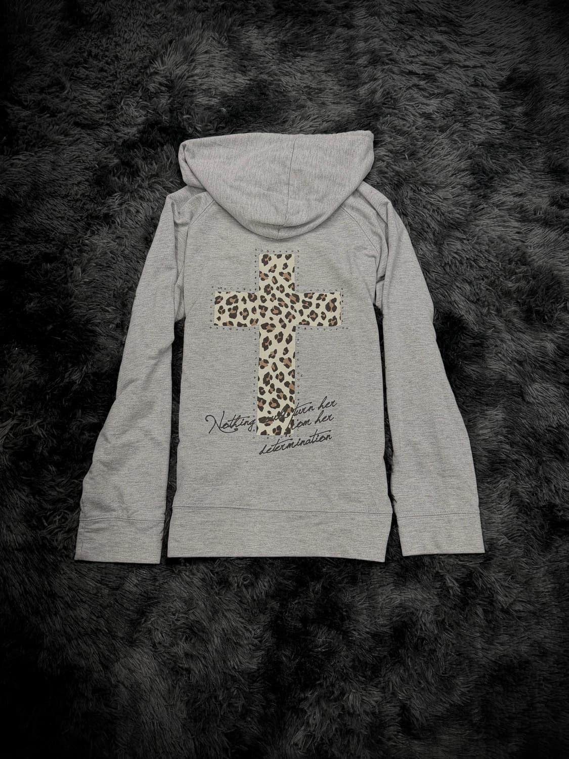 브라운 호피 십자가 그레이 Y2K 후드집업 상품이미지1