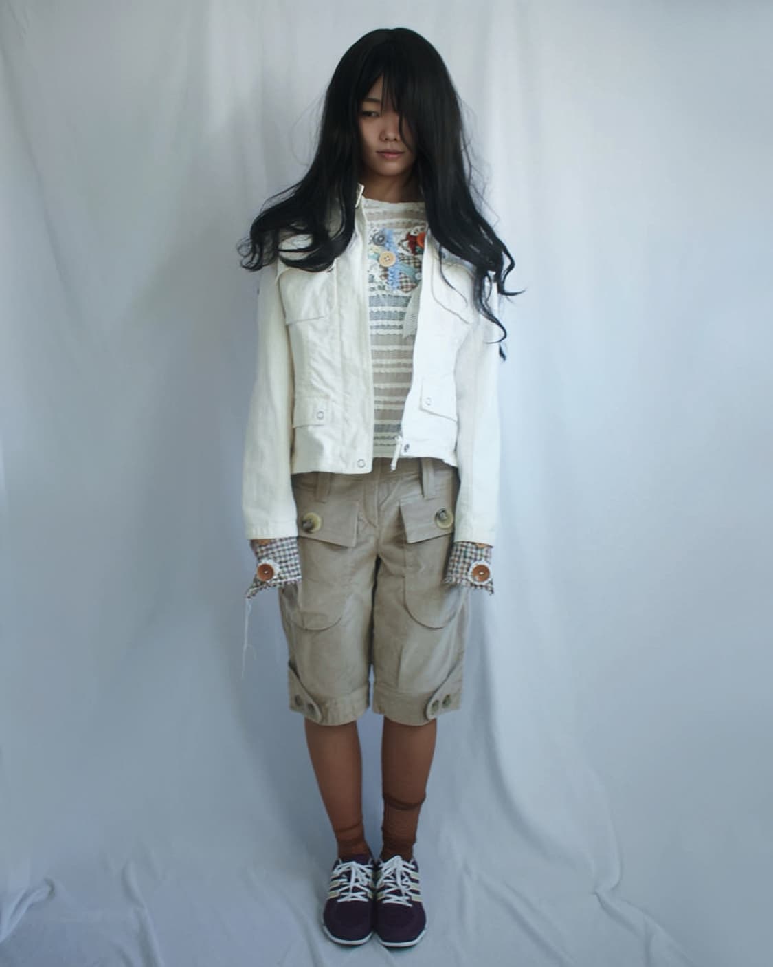 Antique semi-glossy beige capri pants 상품이미지6