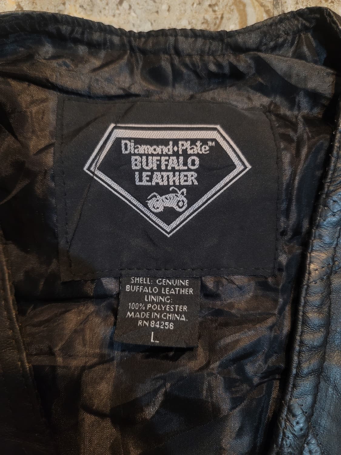 usa 블랙 가죽 바이커 조끼 뒷면에 독수리 패치 상품이미지3