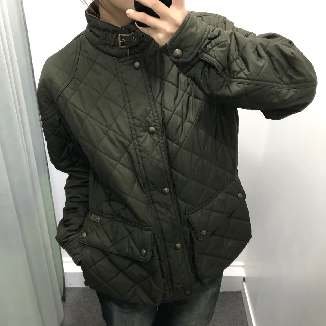 폴로 카키 버클 퀄팅 패딩 상품이미지1