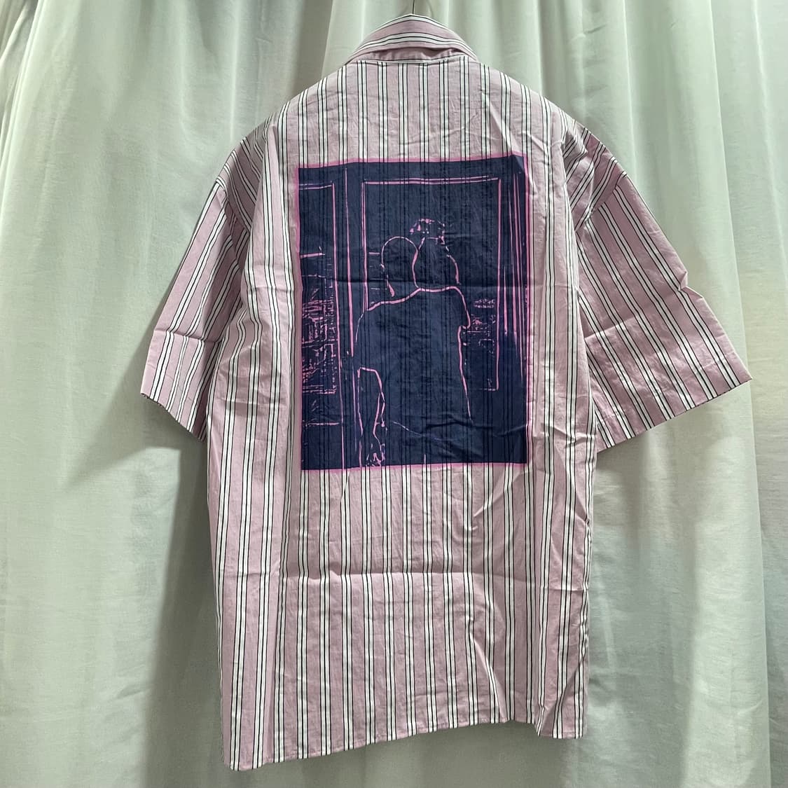 자라/ 백프린팅 스트라이프 반팔 셔츠/ M 상품이미지9