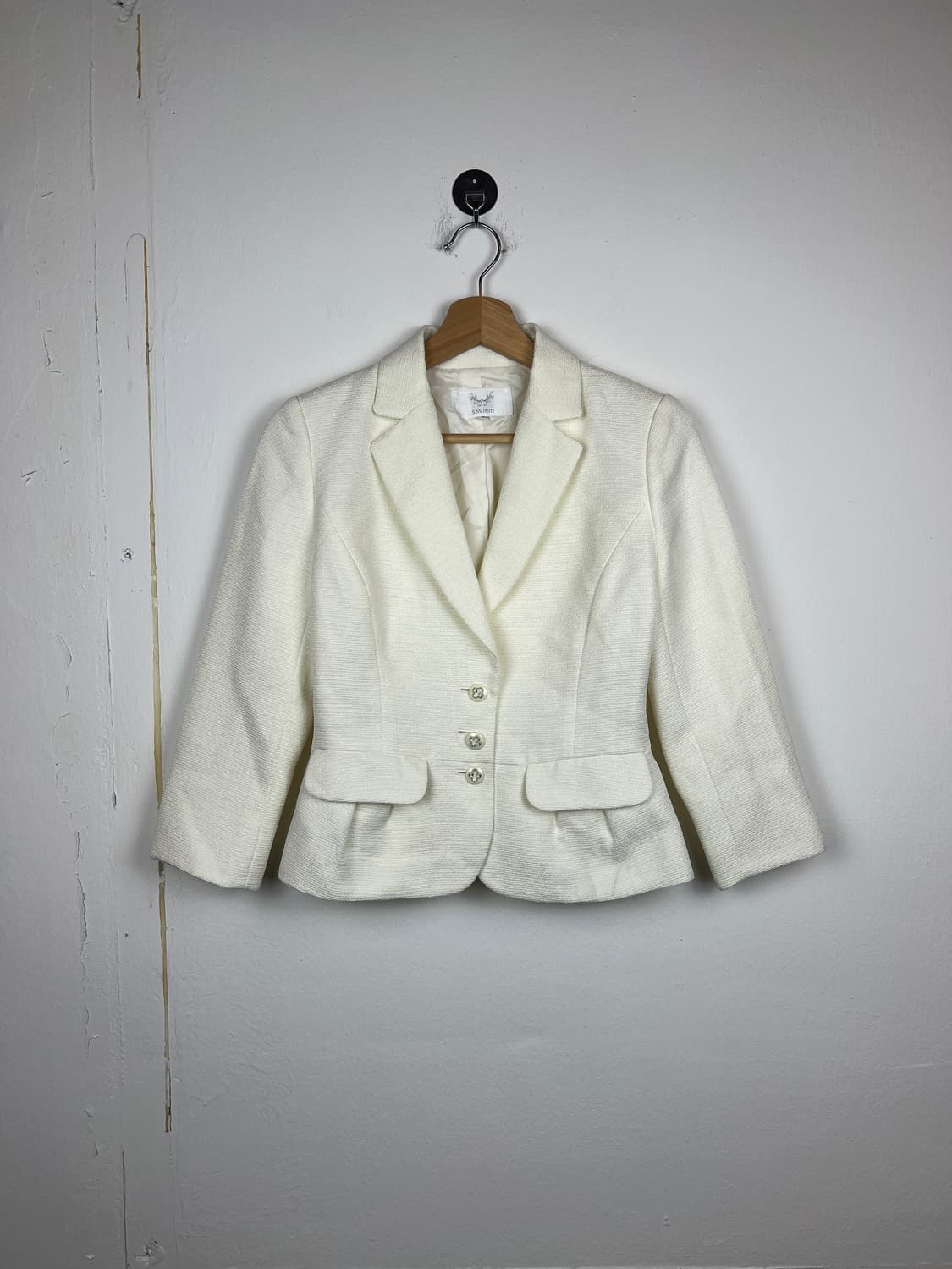 SAVIEM 아이보리 트위드 블레이저 자켓 SIZE 7 상품이미지1