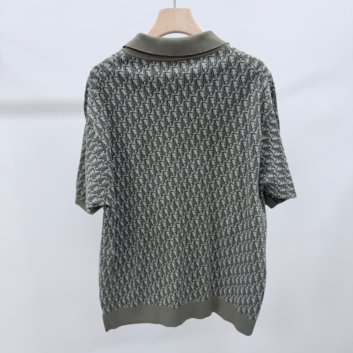 [미사용/M] 디올 오블리크 자카드 반팔 카라티 그린 상품이미지4