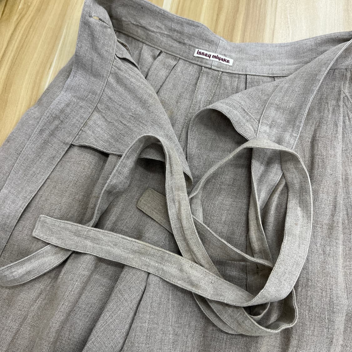 90's 이세이미야케 플랜테이션 린넨 턱 와이드 하프 팬츠  상품이미지6