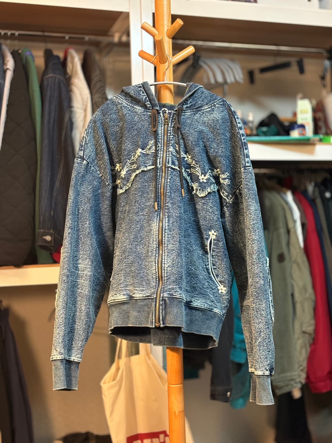 [택포] 펜필드 플라워 인디고 후드 집업 상품이미지2