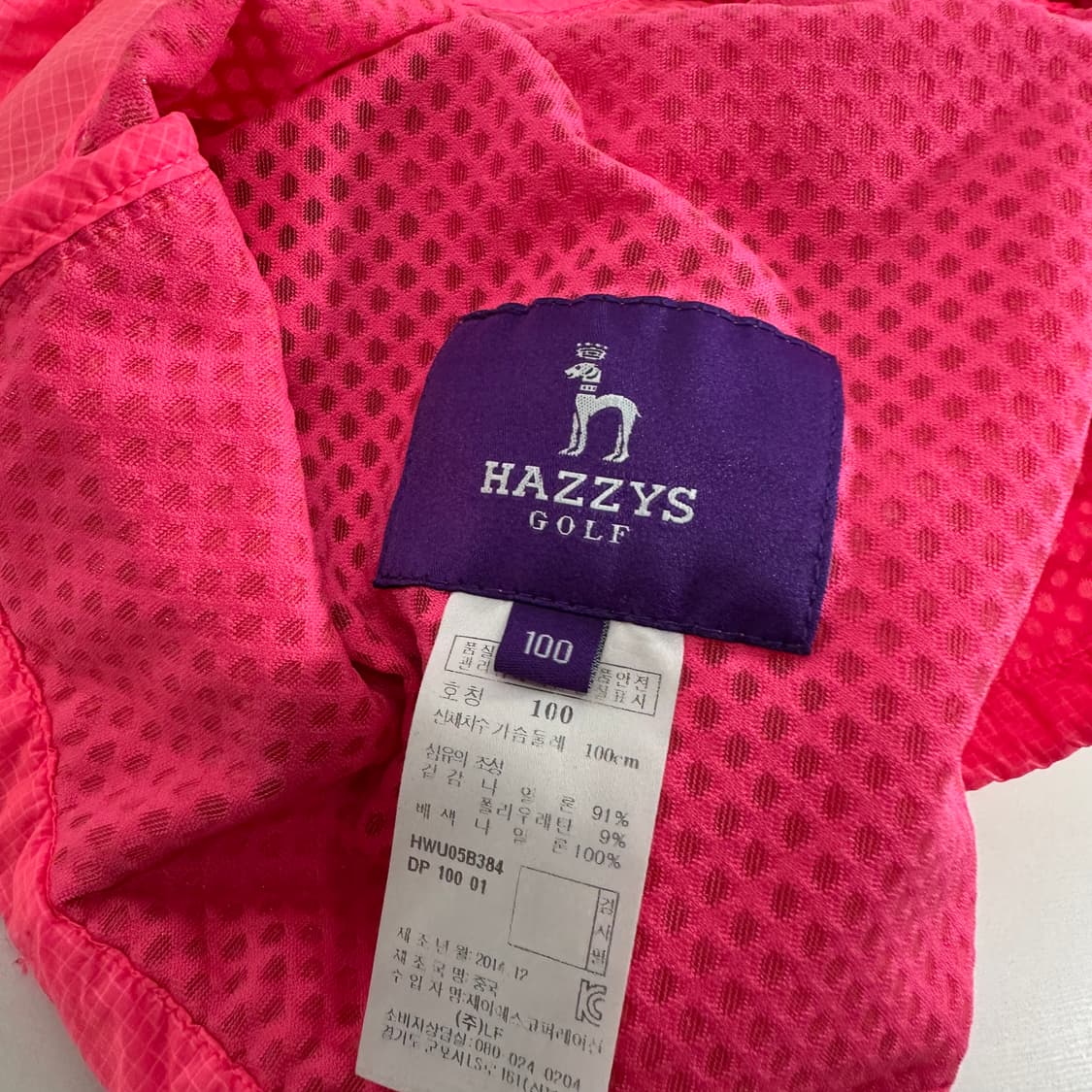 우먼M-L 헤지스골프 핑크 시스루 후드골프자켓 상품이미지6