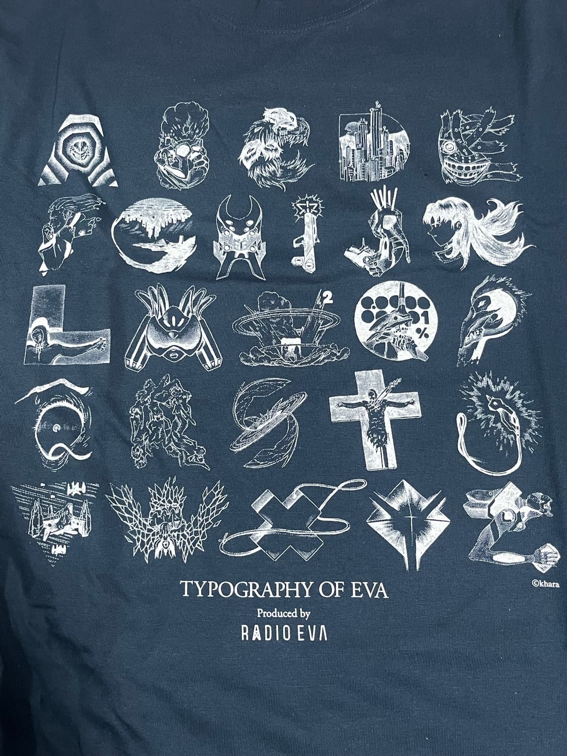 에반게리온 타이포 티셔츠 네이비 L 상품이미지2
