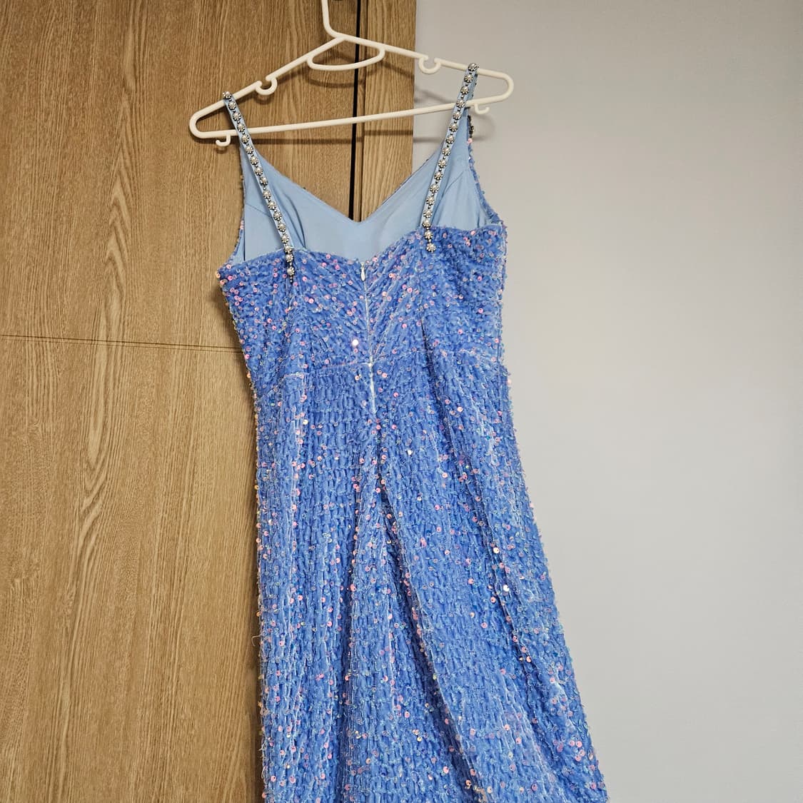 스팽글 벨벳 블루 옆트임 연말파티프롬 롱드레스 M 머메이드 반짝이 원피스 상품이미지7