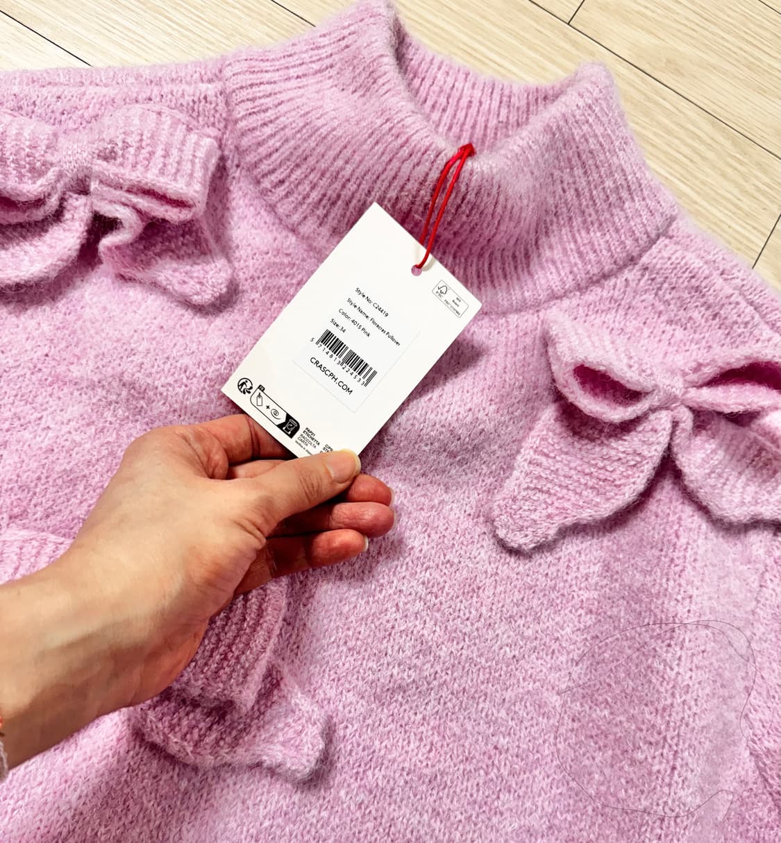 44 55 텍ㅇ새상품 정가45만 Cras 리본 벌룬소매 니트 스웨터 상품이미지7