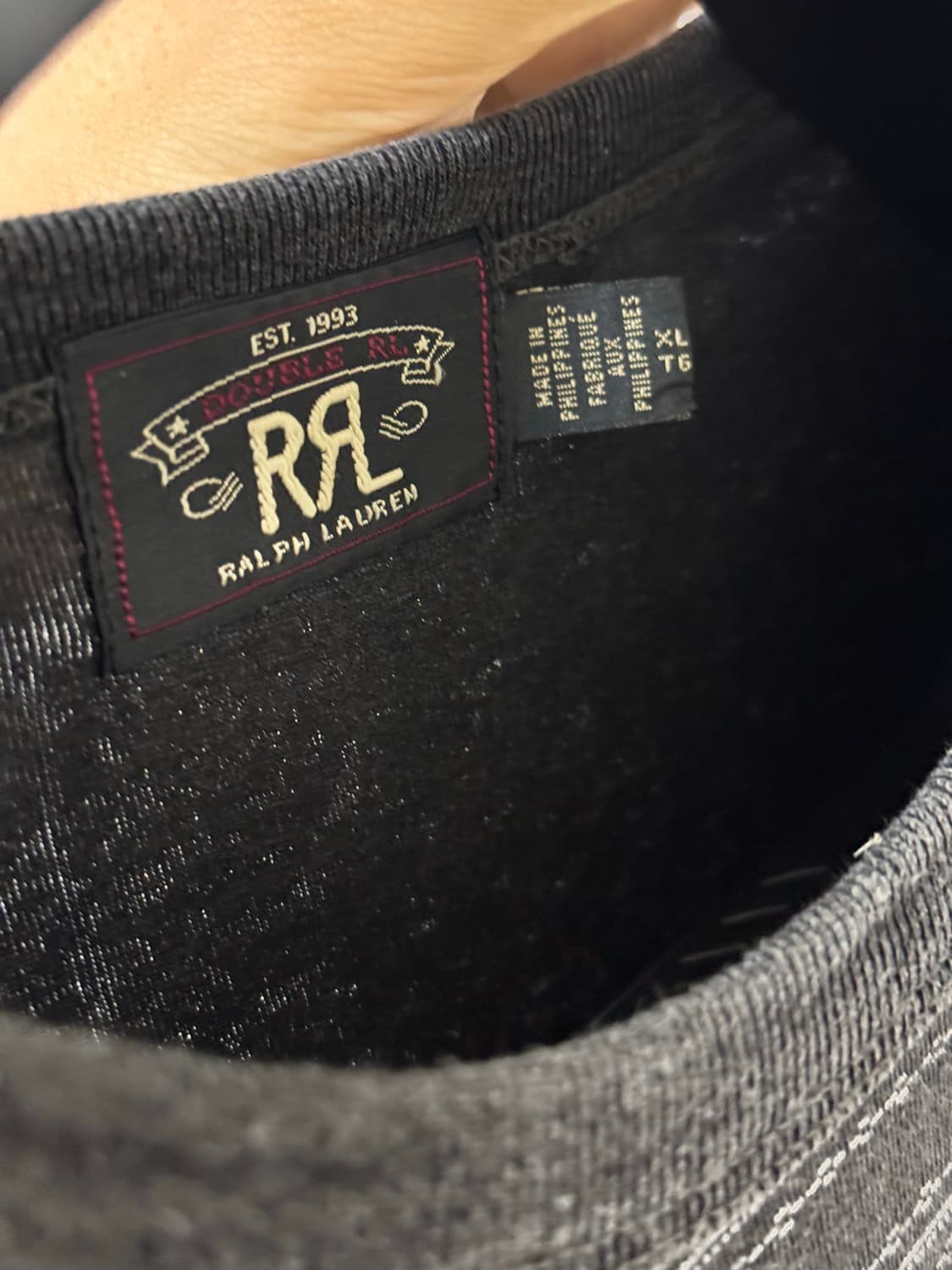 [XL] RRL 스트라이프 티셔츠 블랙 상품이미지5