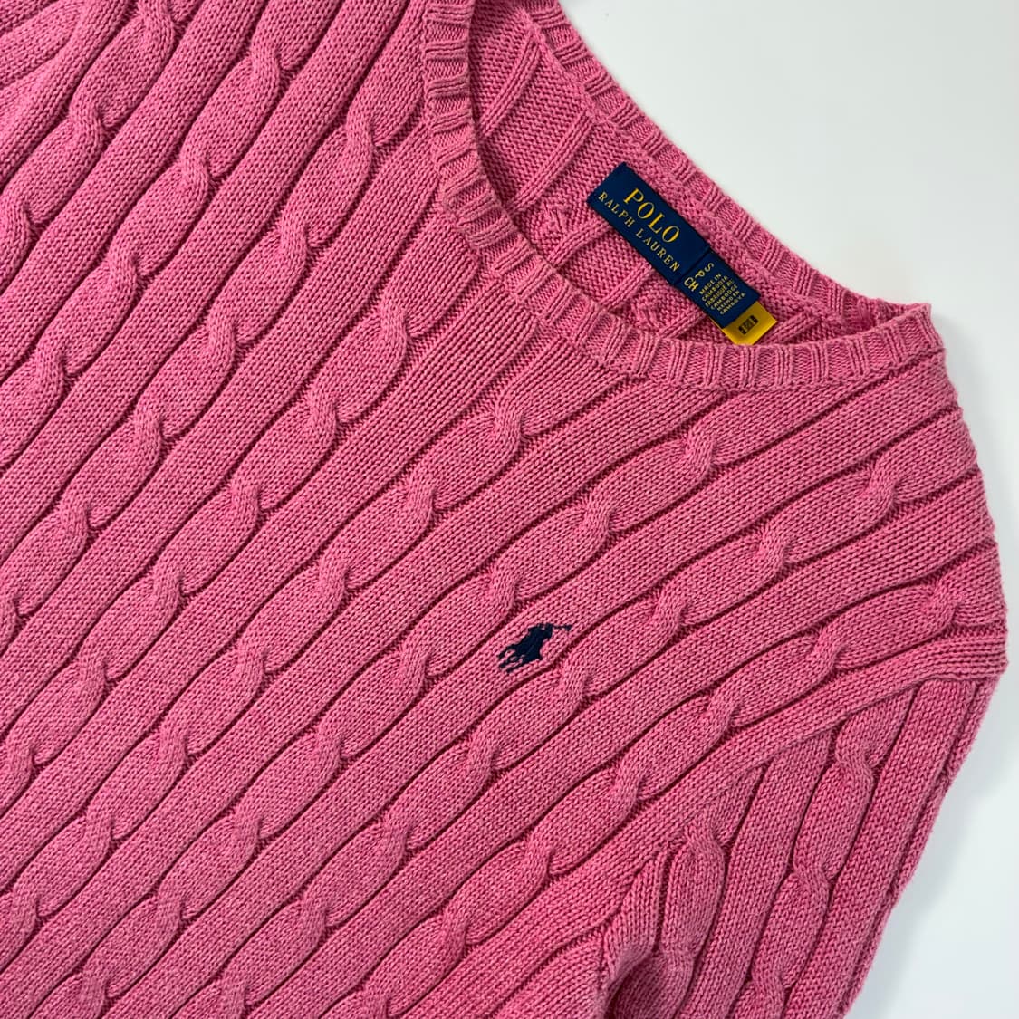 Polo  폴로 랄프로렌 신형 자수 코튼 핑크 꽈배기 니트  상품이미지3
