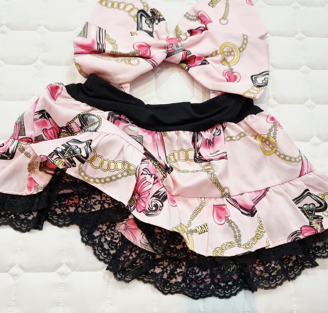 MARS(마즈) 핑크 퍼퓸 빅리본 언발 미니 스커트 상품이미지4