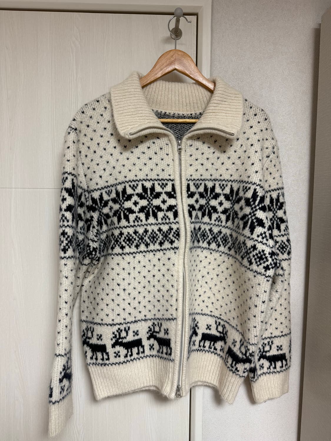 후브스 - 코위찬 스노우 집업 니트 (아이보리) 상품이미지2