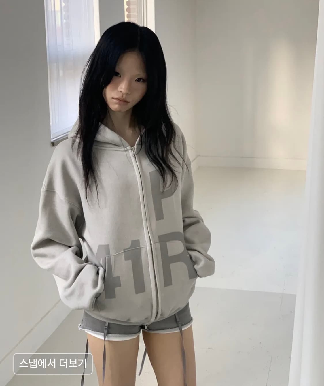 41PRAY 사일프레이 기모 후드집업 라이트 그레이 상품이미지2