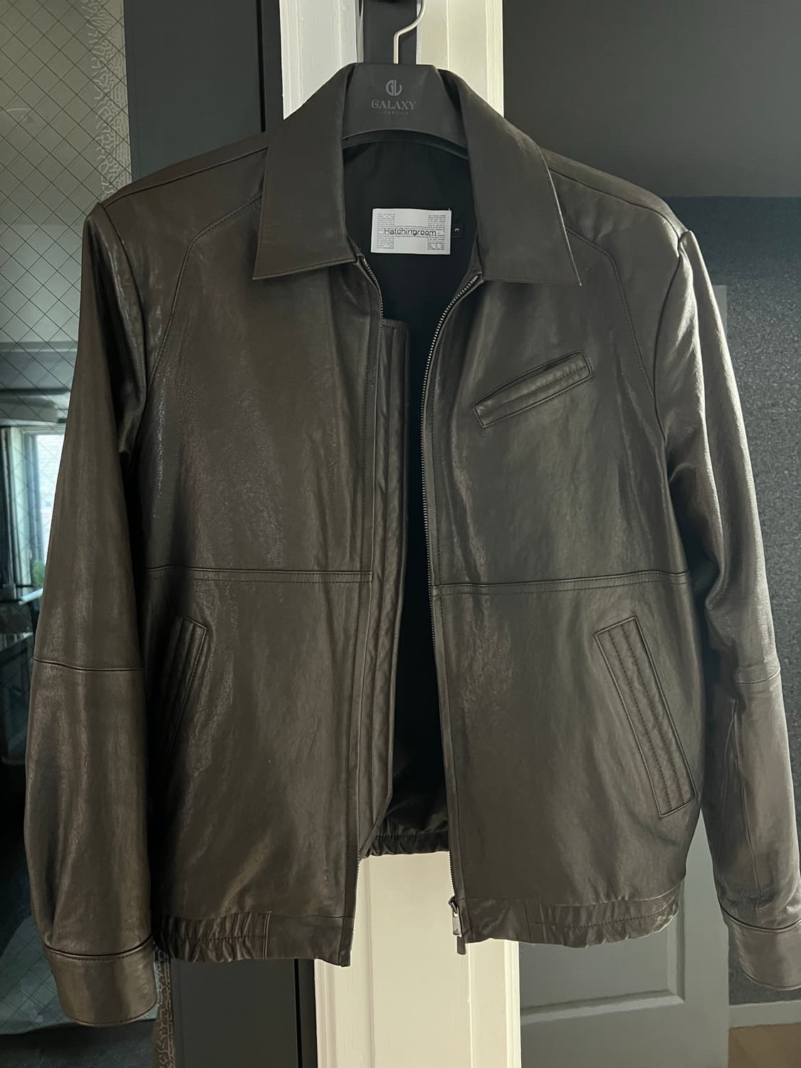 해칭룸 스티치 볼륨 레더 자켓 램스킨 다크브라운 3 상품이미지1