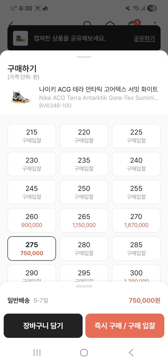 나이키 ACG 테라 안타틱 고어텍스 화이트 275 상품이미지6