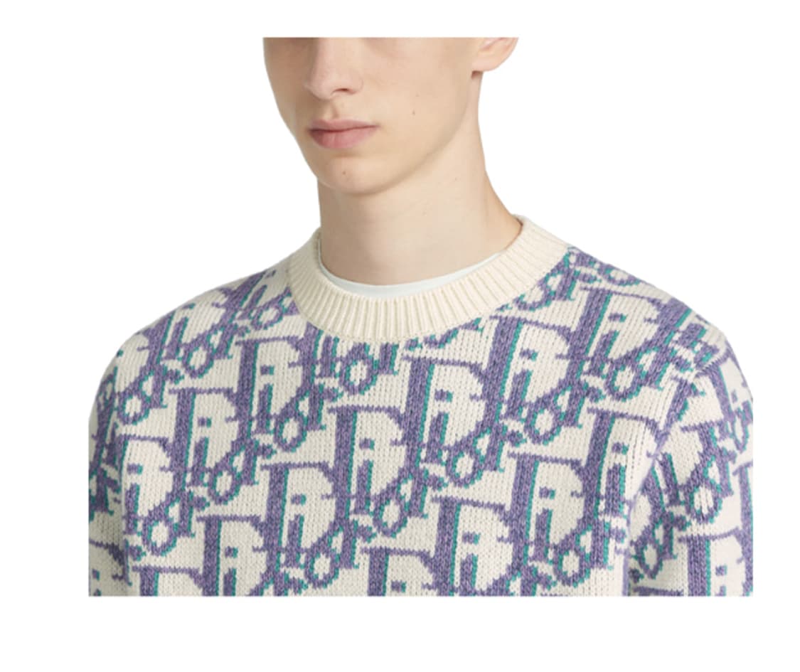 [L] 디올 오블리크 스웨터 화이트 모브 씨 그린 울 자카드 상품이미지6