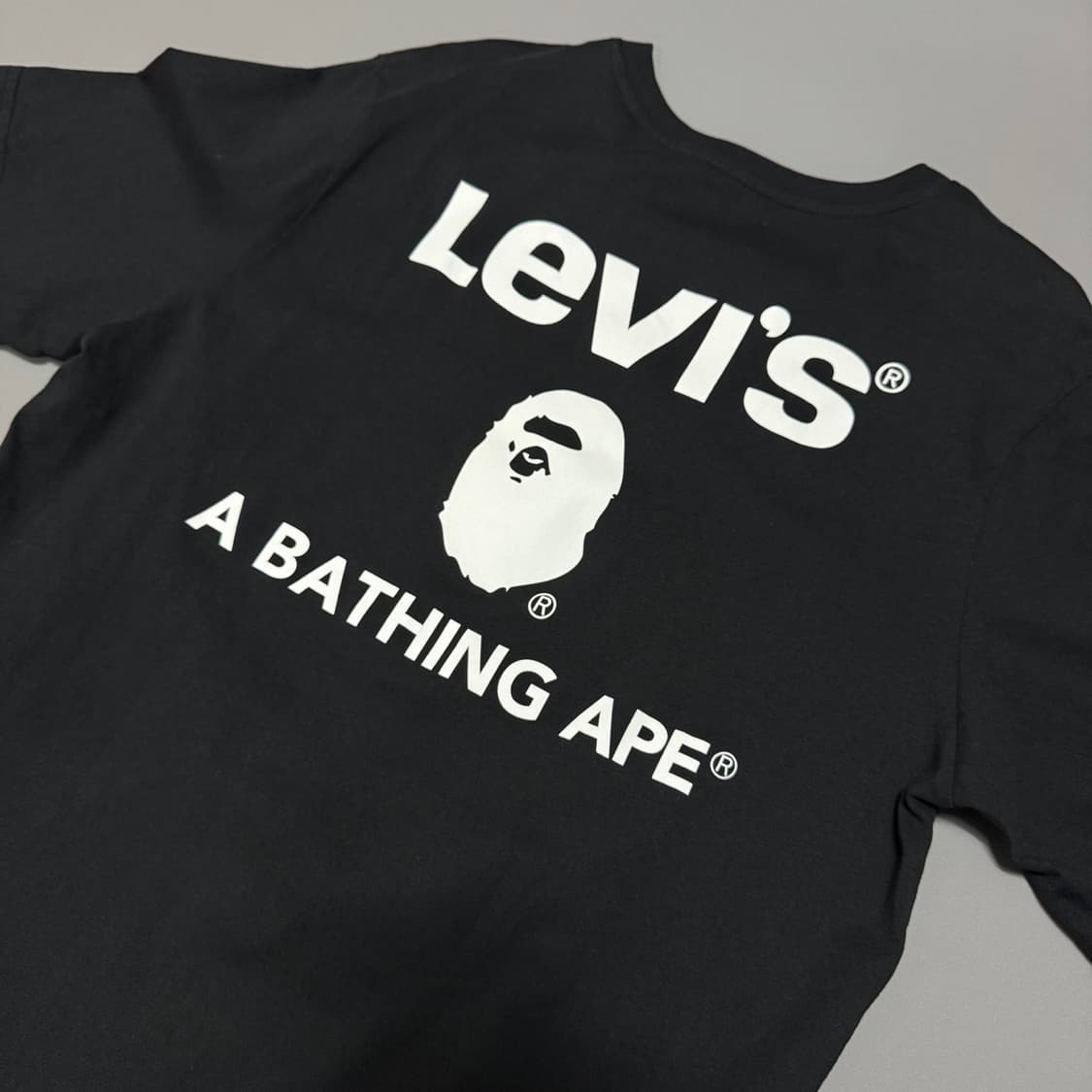 Bape x Levi's 21ss 블랙 패치 프린팅 코튼 크루넥 반팔 상품이미지5