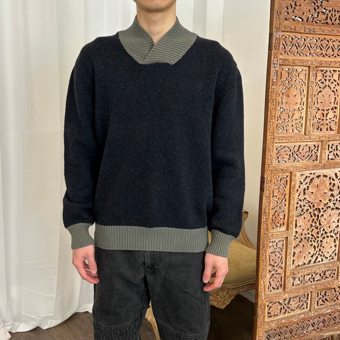 조르지오 아르마니 숄카라 니트 스웨터 상품이미지1