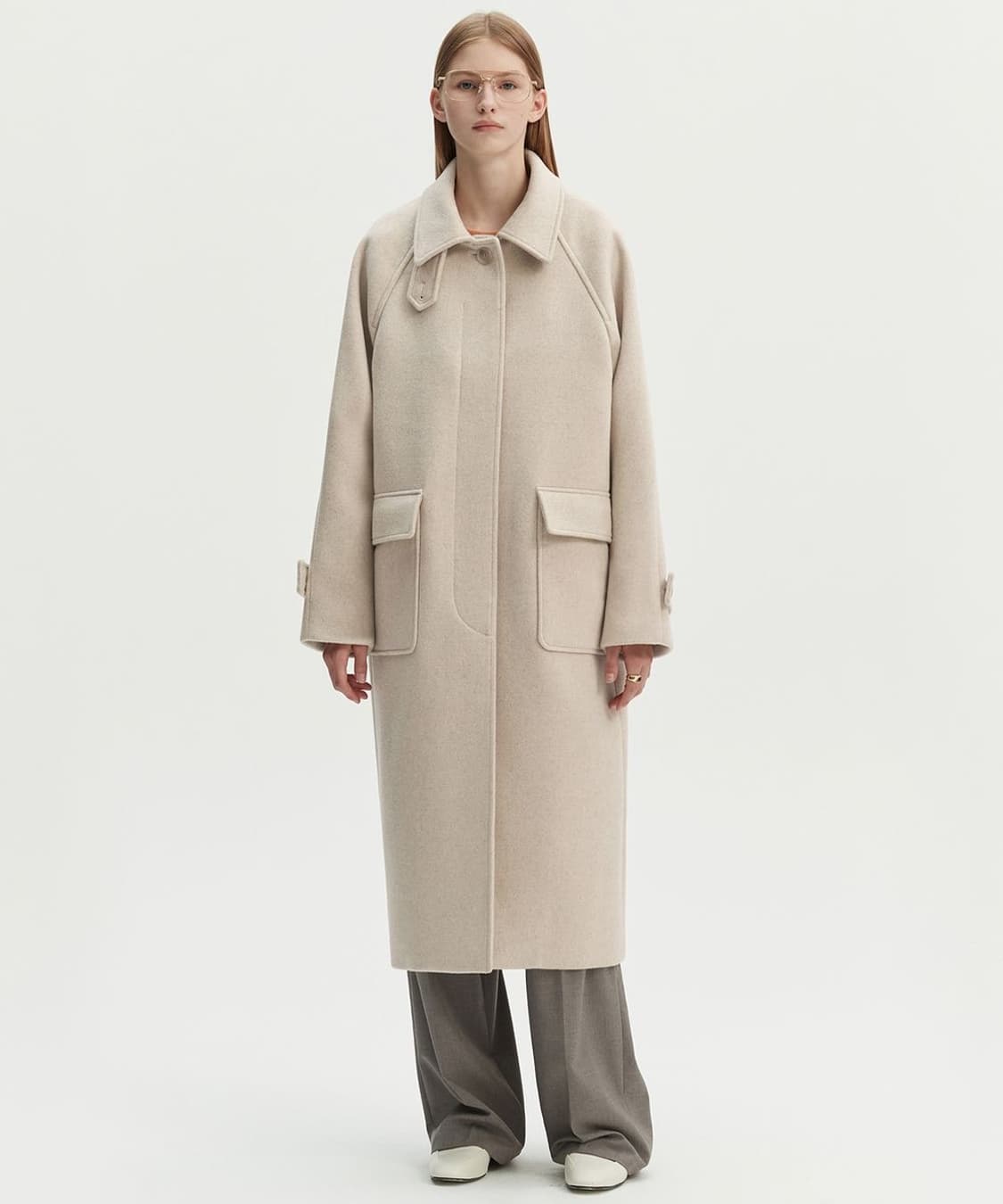 몽돌 MONGDOL 아이보리 울 롱 코트 상품이미지1