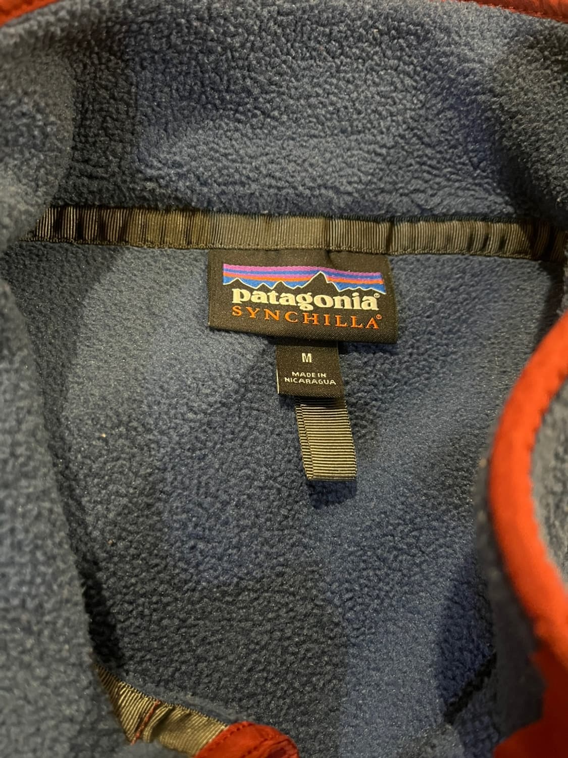 파타고니아 신칠라 라이트웨이트 네이비/레드 플리스 후리스 아노락 맨투맨 상품이미지3