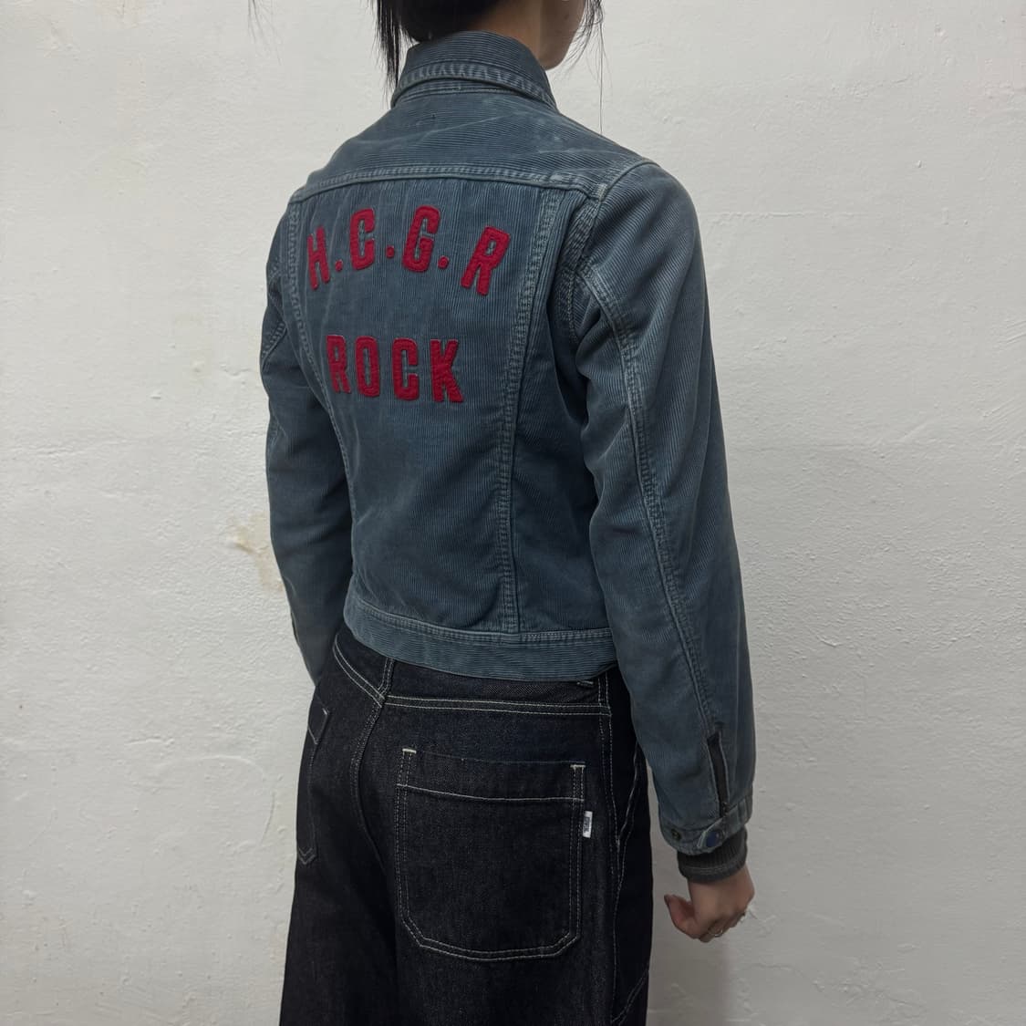 히스테릭글래머 블루컬러 자수 로고 코튼 코듀로이 블루종 자켓 상품이미지2