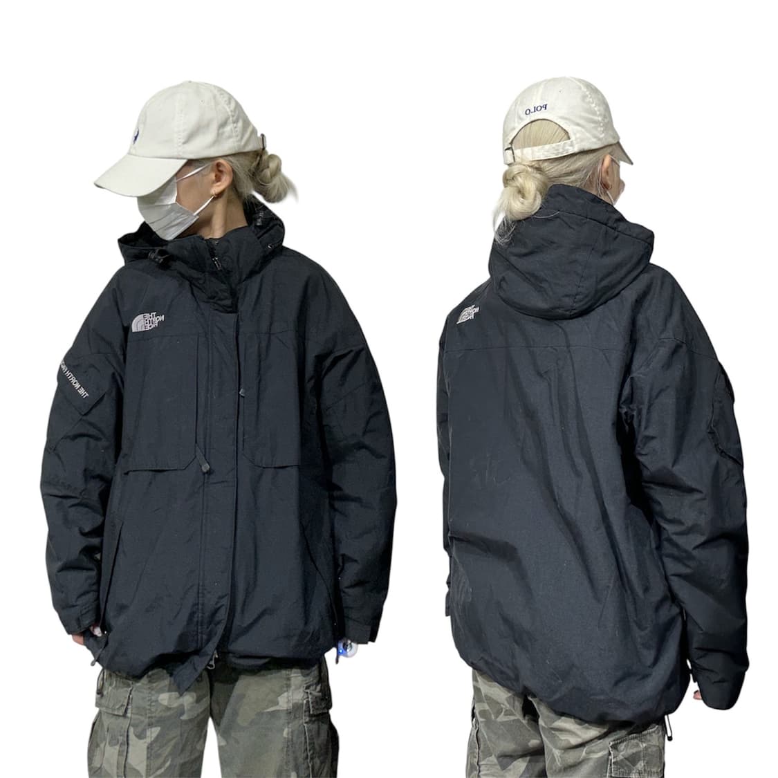 노스페이스 블랙 두툼 바람막이 후드 패딩 자켓 90 상품이미지1