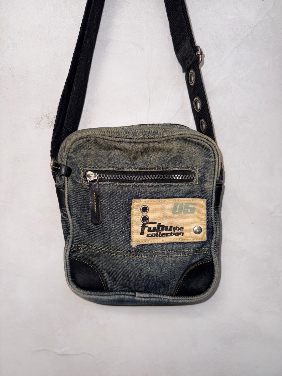 FUBU denim leather patch cross bag 상품이미지1