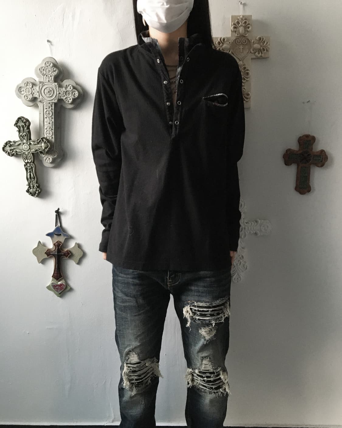 Layered point high neck ribbed sleeve 상품이미지5