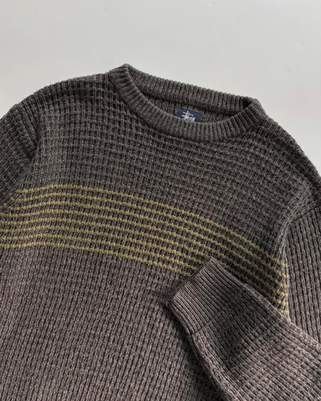 Stussy 스투시 90s 카키 와플 짜임 니트 상품이미지2