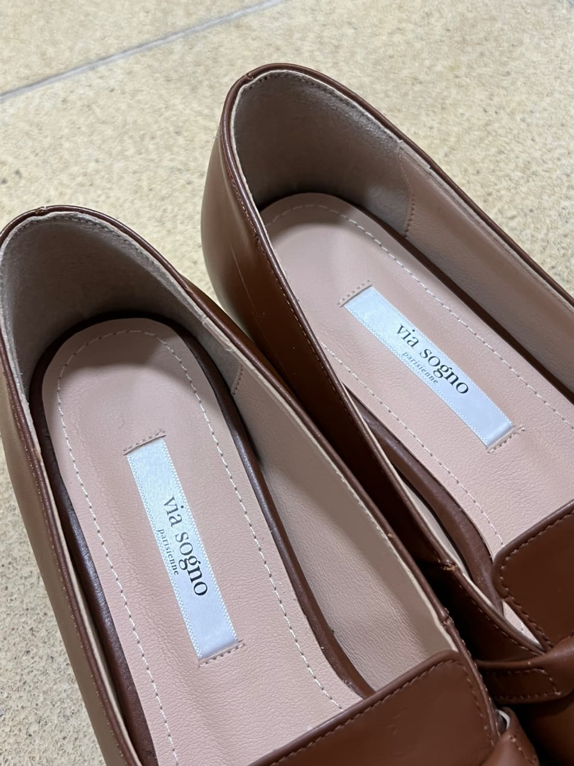 브라운 소가죽 로퍼 갈색 235 비아소뇨 리비아 구두 단화 3cm 키높이 상품이미지4