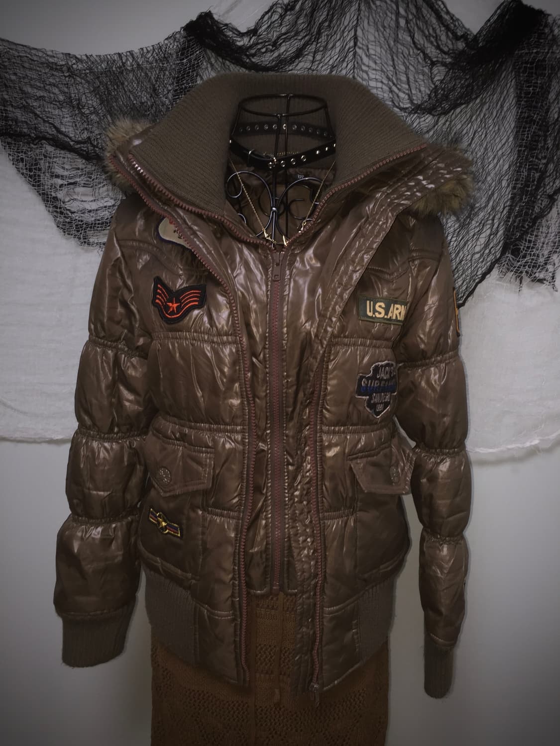 CASSE y2k khaki embroider slim padding 상품이미지7