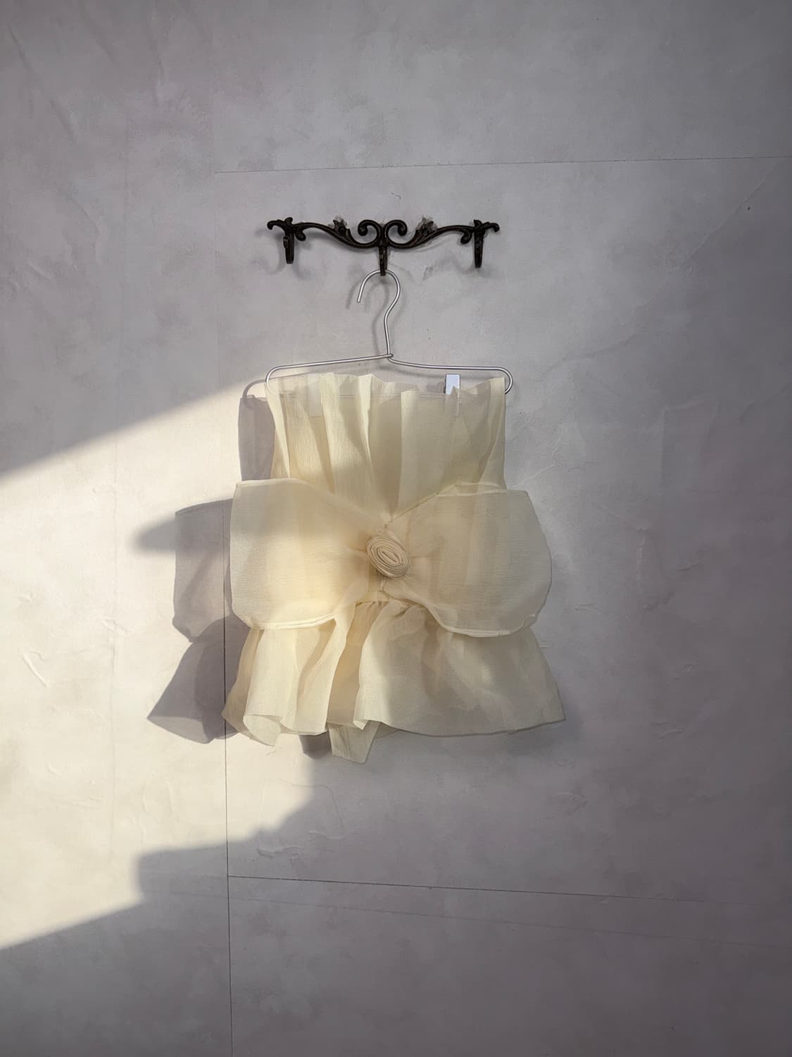 Ivory organza rose corset tube top 상품이미지2