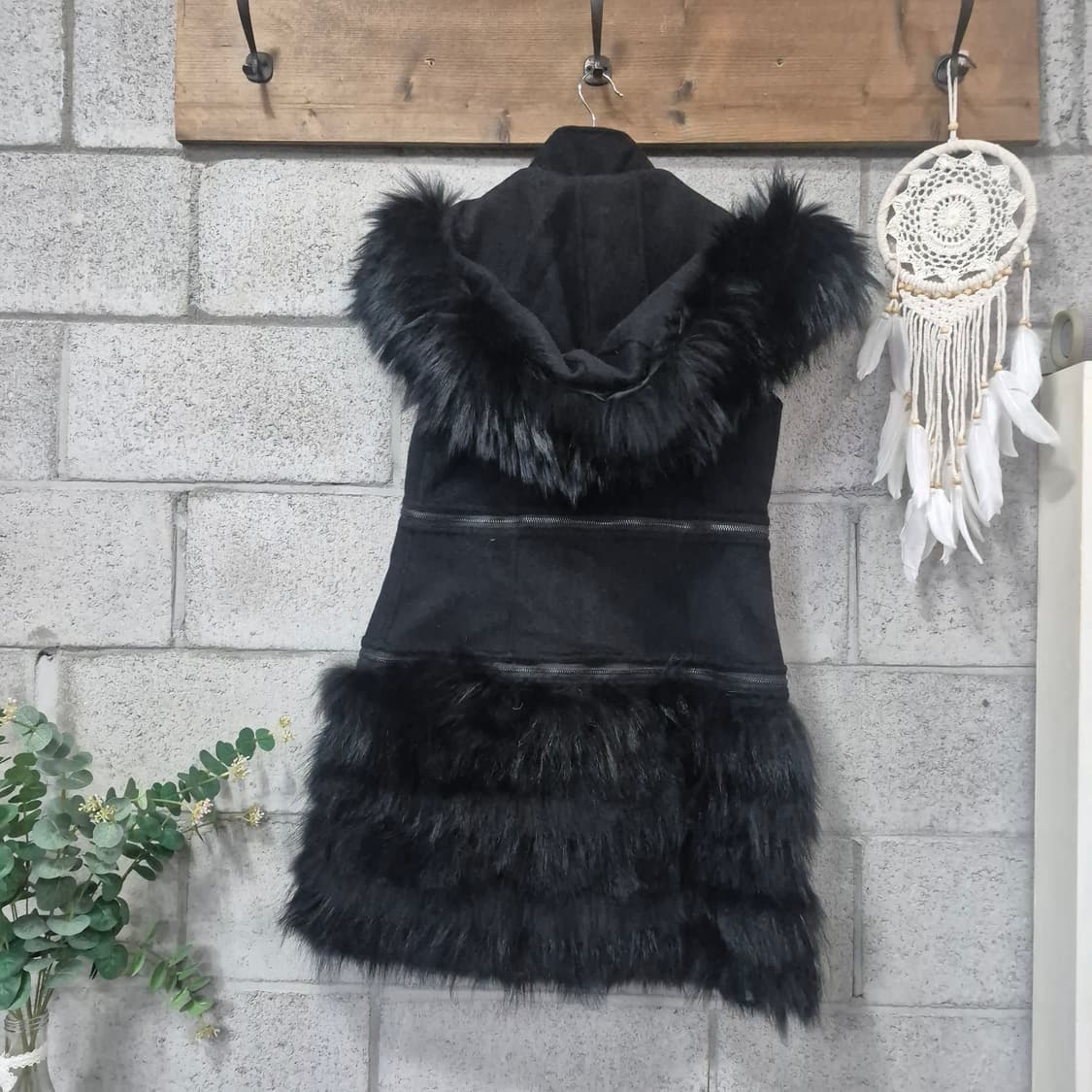 천연퍼 트리밍후드배색베스트 상품이미지4