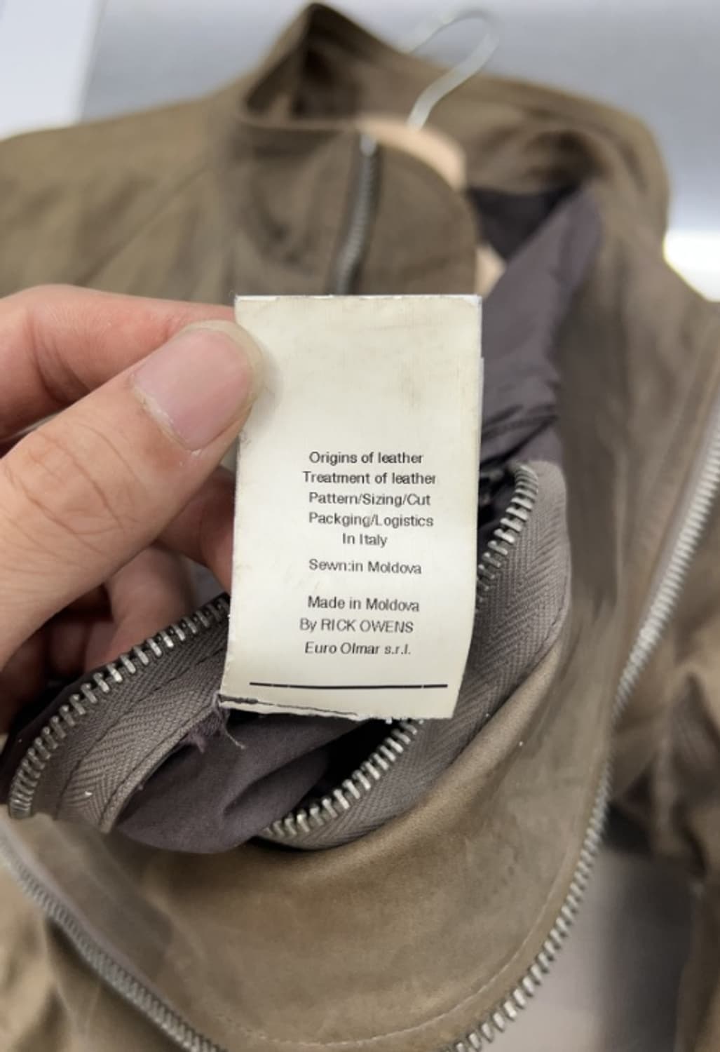 릭 오웬스 브라운 카우 스킨 레더 자켓 상품이미지5