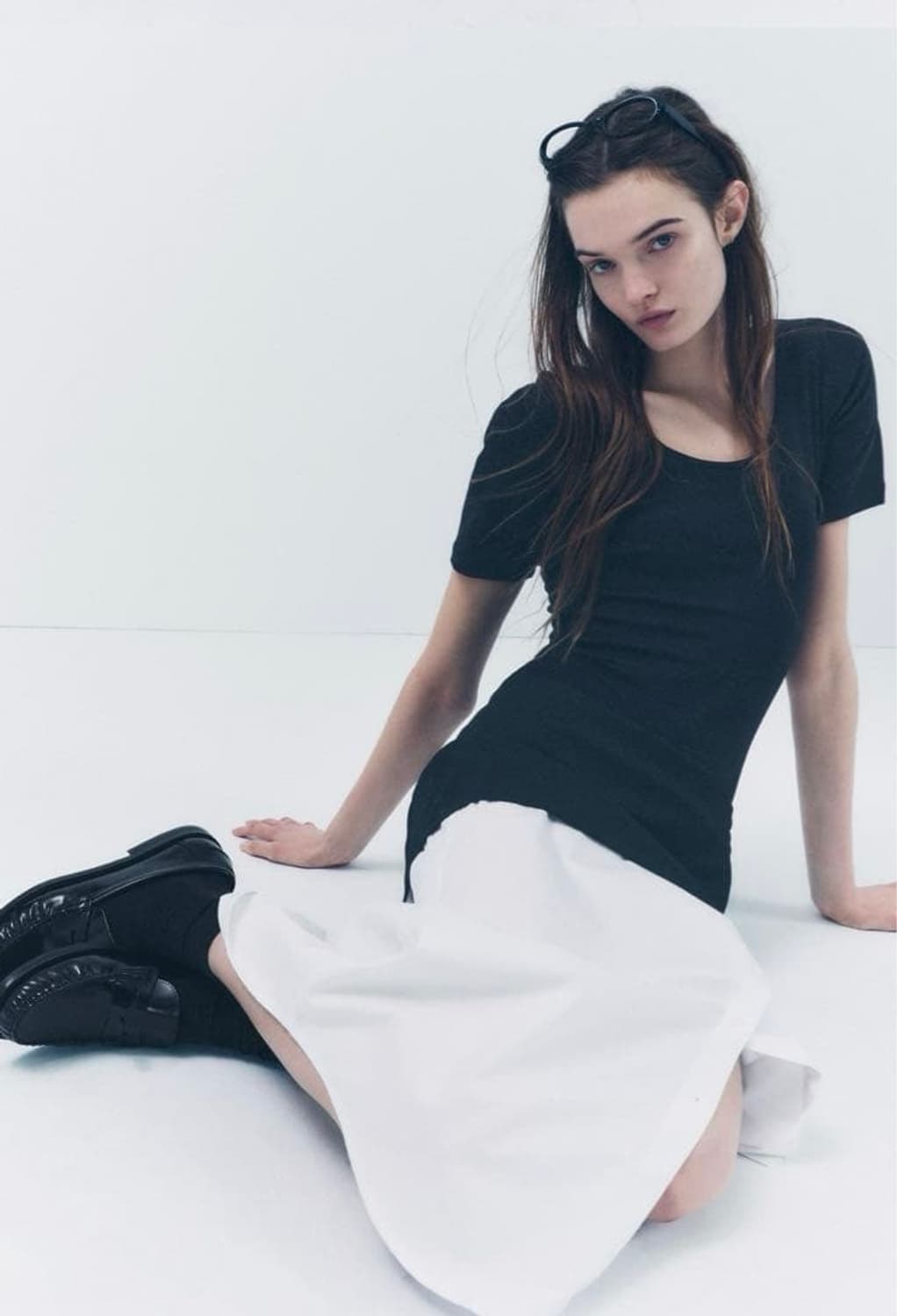 ZARA 콘트라스트 포플린 미디스커트 상품이미지8