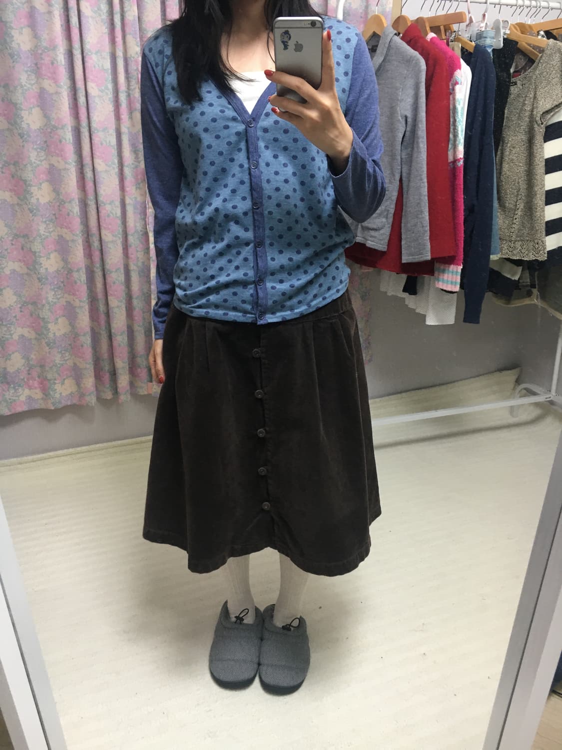 브라운 코듀로이 스커트 상품이미지3