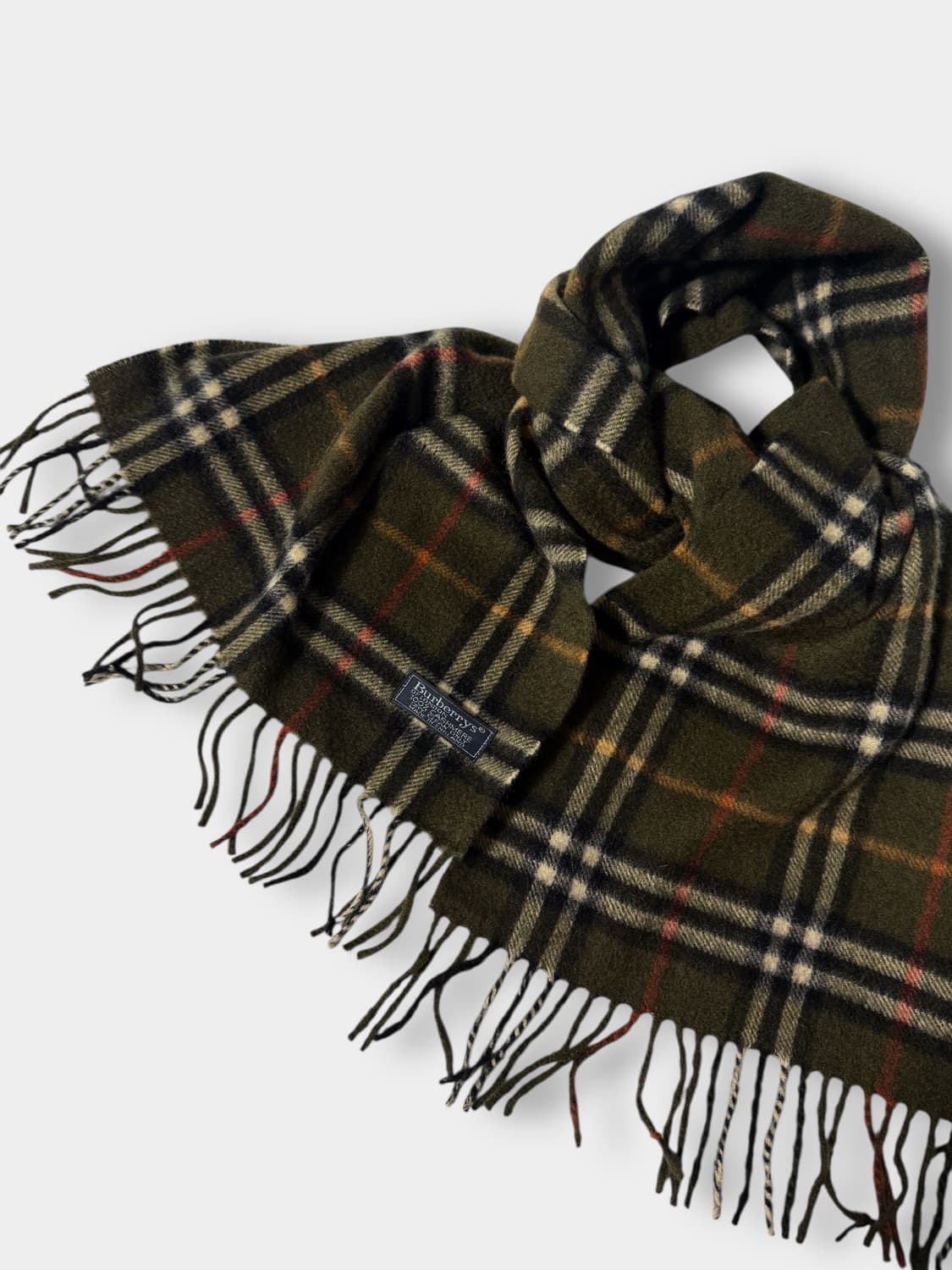 버버리 00‘s 카키 캐시미어 100% 노바체크 패턴 머플러 상품이미지2
