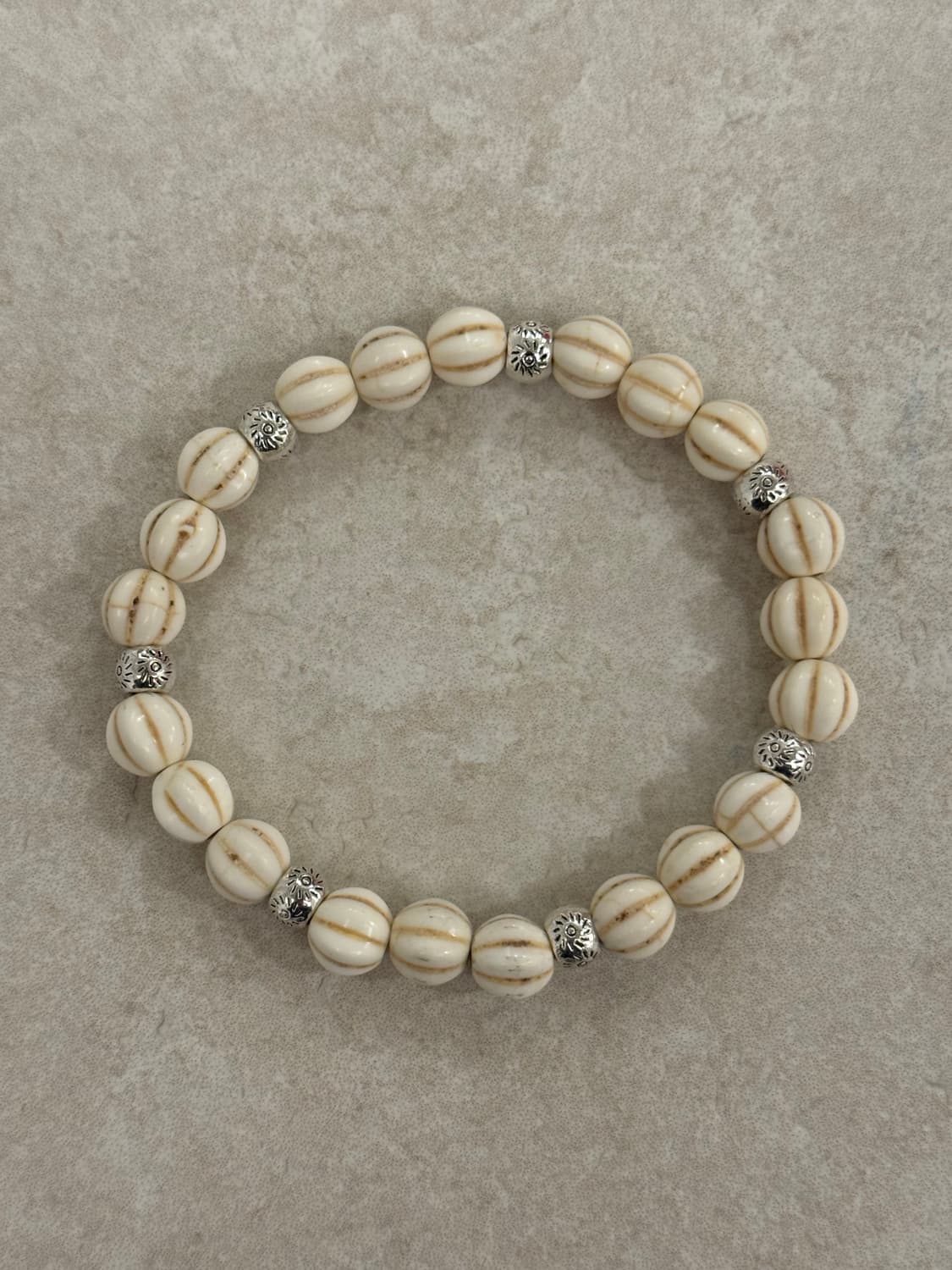 산호 비즈 실버 포인트 팔찌 상품이미지1