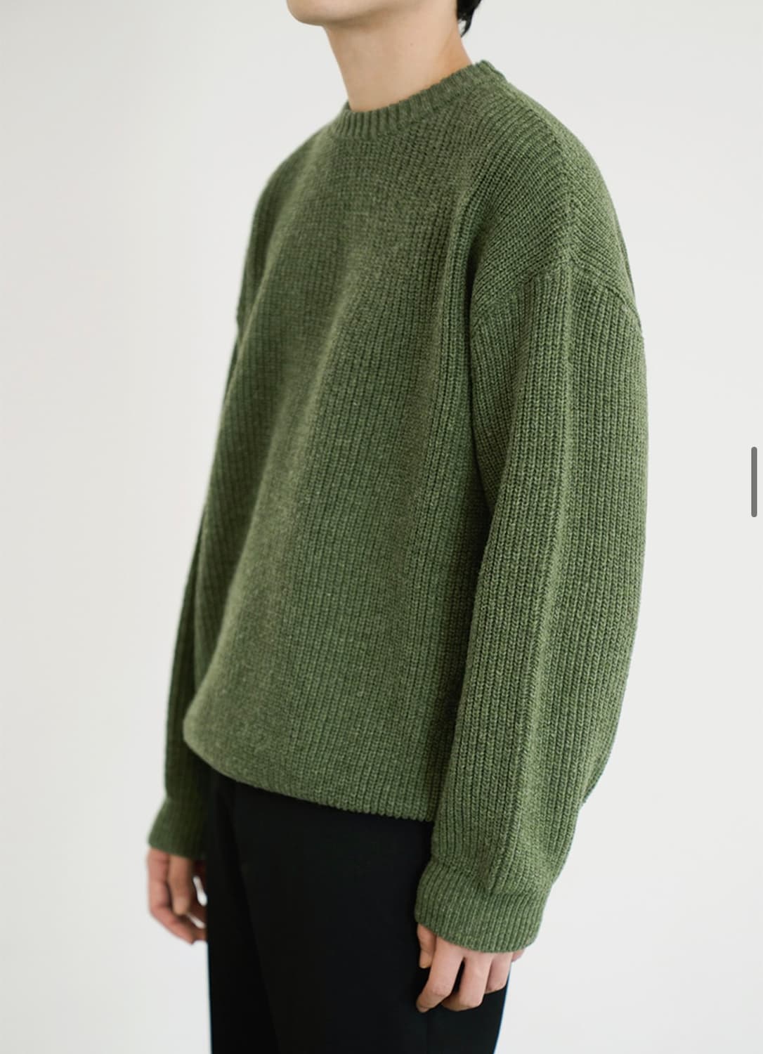 (새상품)(L) 드로우핏 하찌 벌키 라운드 니트 MELANGE GREEN 상품이미지5