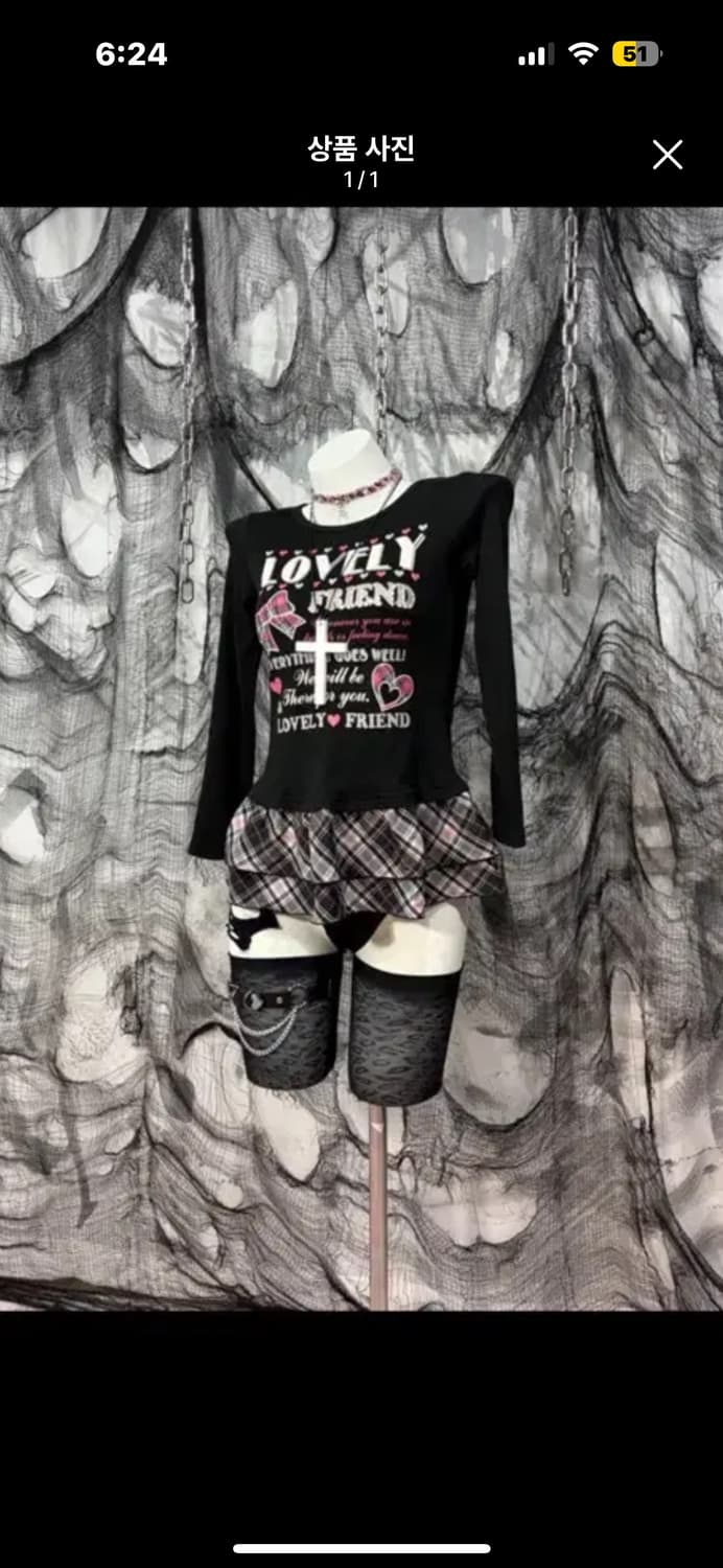 빈티지 일브 고스로리 펑크 y2k 티셔츠 상품이미지1