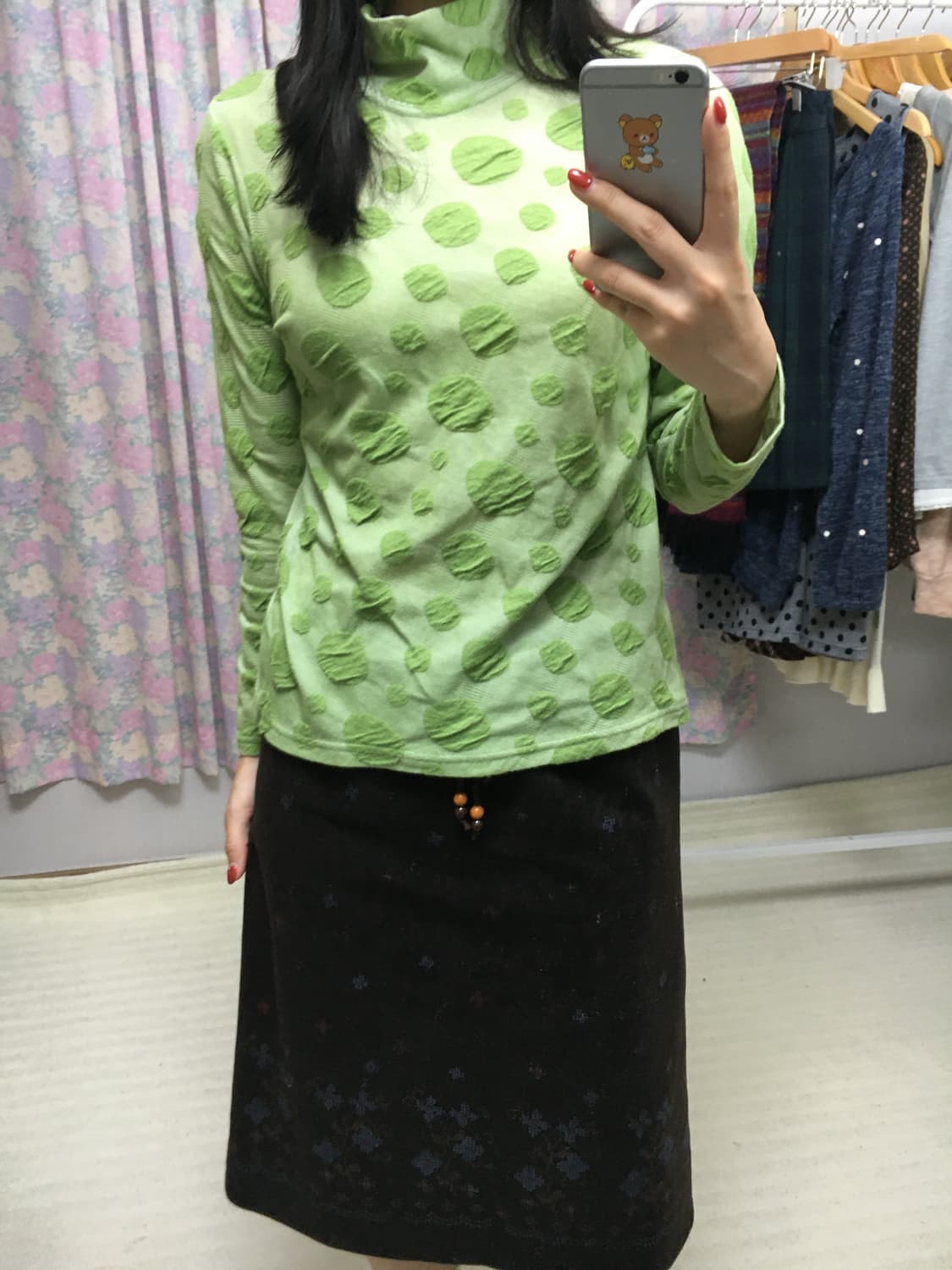 연두 도트 목폴라 티셔츠  상품이미지5