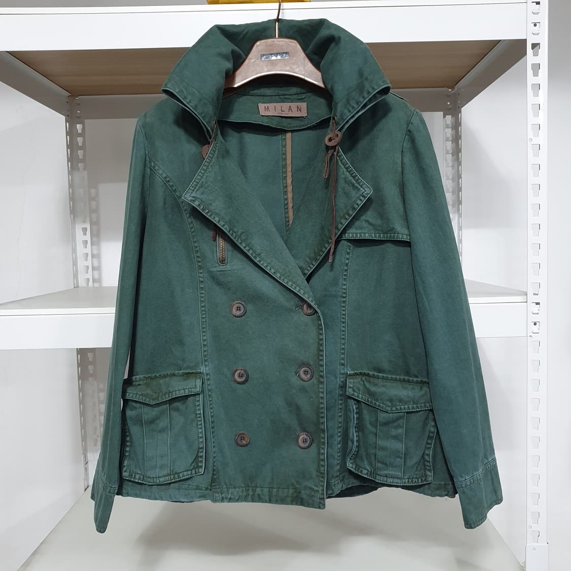 밀란로랭 포레스트그린 그런지 빈티지 더블버튼 야상 자켓 상품이미지6