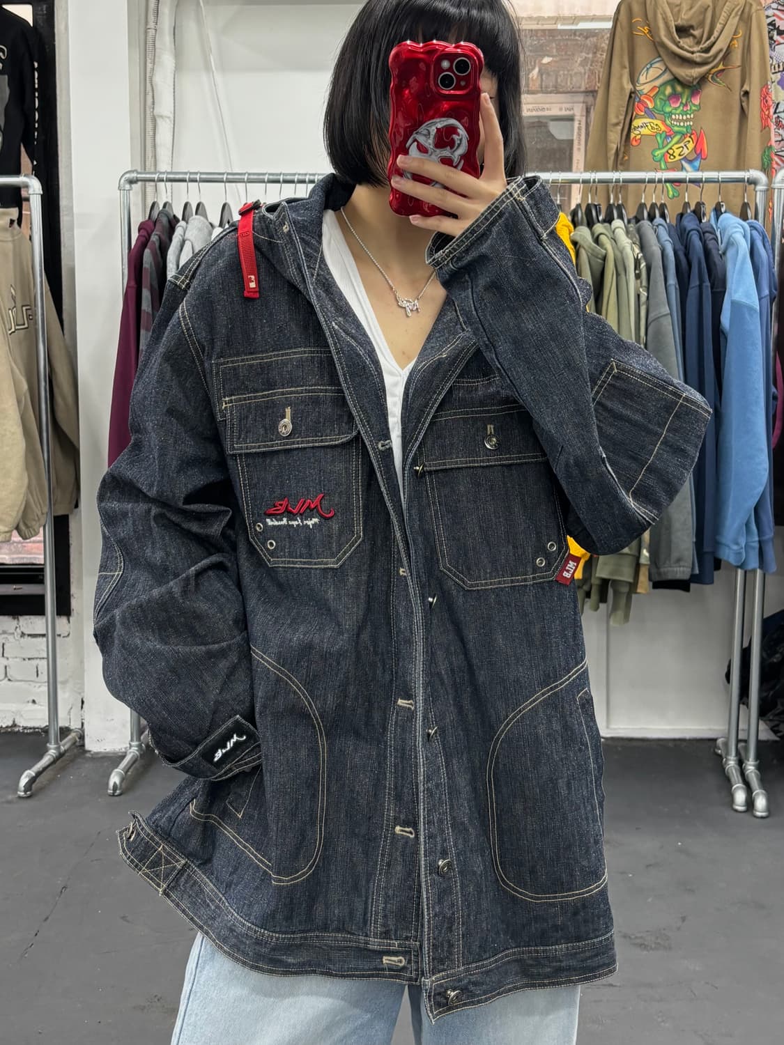 00s MLB 올드스쿨 데님 후드자켓 상품이미지3