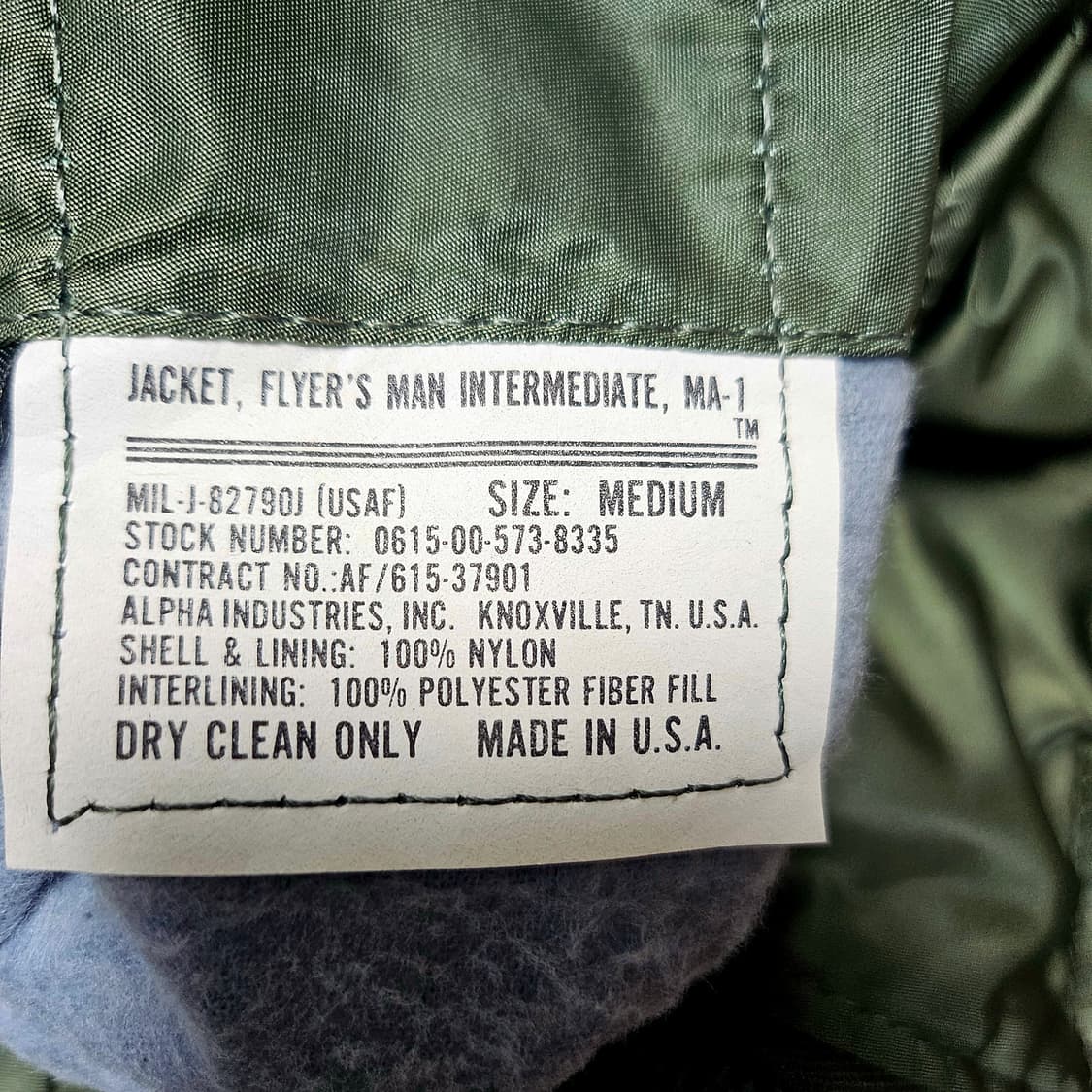 알파인더스트리 ma-1  made in usa m사이즈 민수용 민트급 상품이미지6