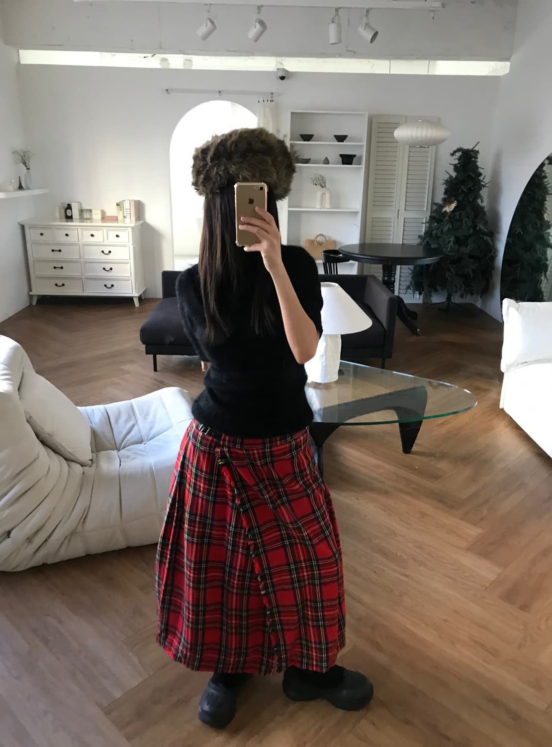 vintage check pattern wrap skirt (29inch 상품이미지3