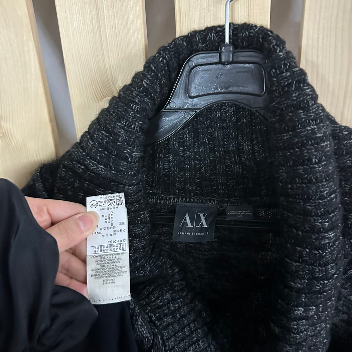(L) 알마니 익스체인지 하이넥 차콜 니트 스웨터 상품이미지5
