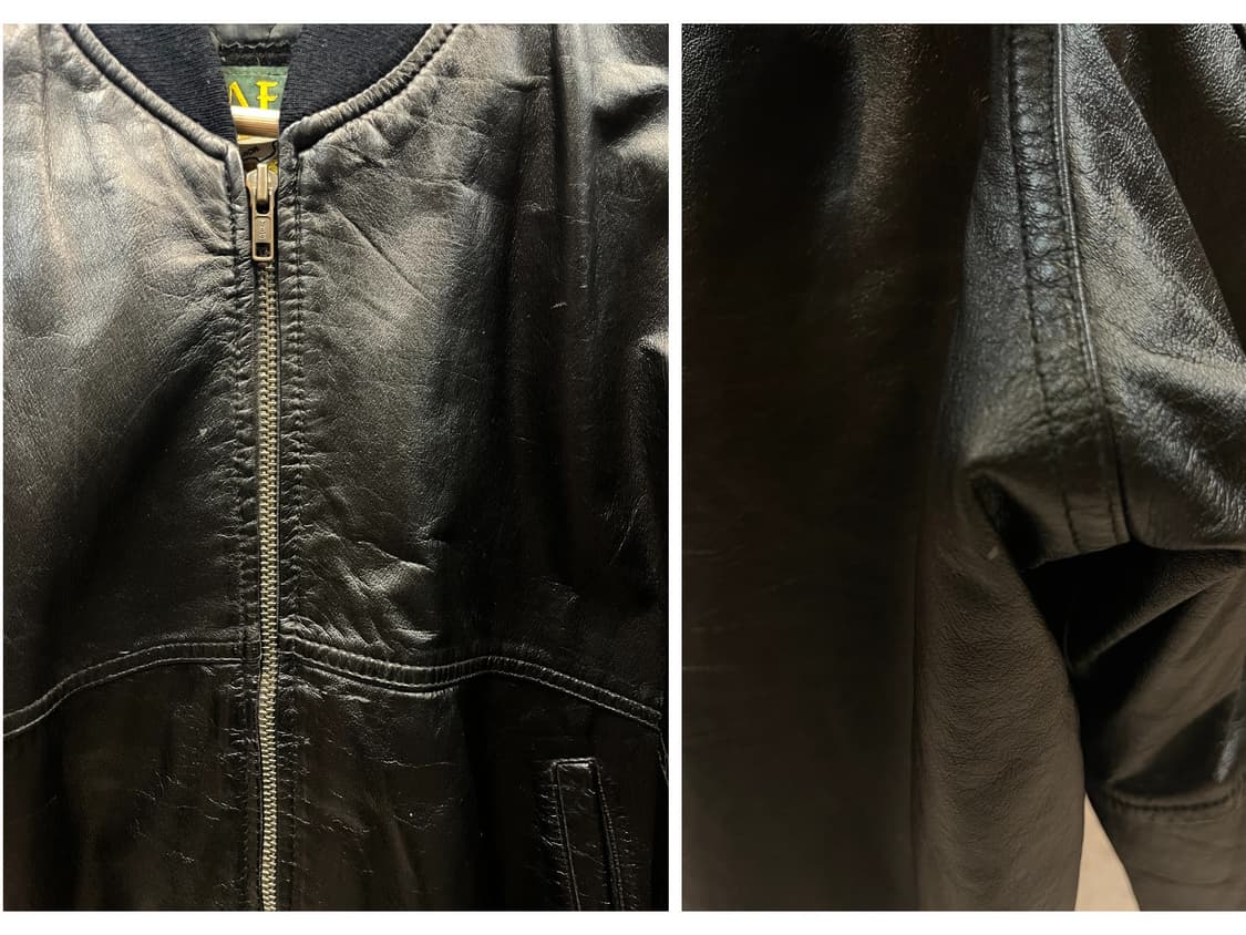 나프나프 빈티지 레더 집업 자켓 블랙 L #csz1991 상품이미지5