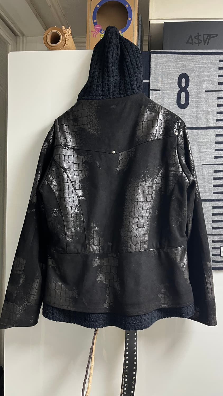 빈티지 니트 가죽자켓 상품이미지3