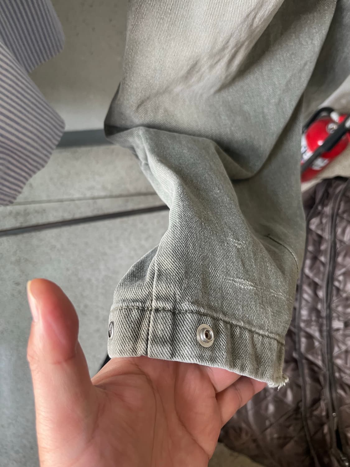 ETCE 워싱 배기 데님 카키 상품이미지3